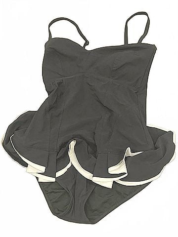 Profile by Gottex Belle Curve Bandeau Swimsuit Dress in Black/White (view 1)