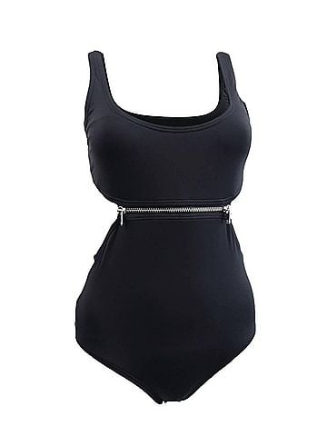 Michael Kors Zip Trim Cutout One Piece Swimsuit in Black (view 1)