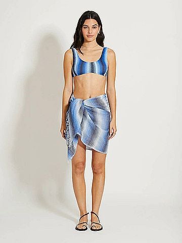 Lemlem Lema Cotton Sarong in Feven Blue (view 2)