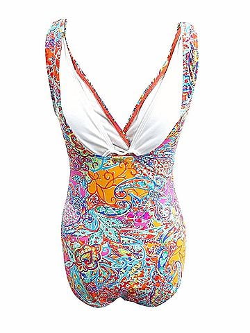 Ralph Lauren Women's Surplice Printed One-Piece Swimsuit in Pink Multi (view 2)