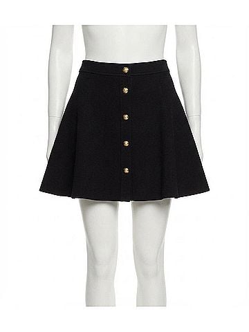 Entro Alexandria Medallion Buttons Knit Mini Skirt in Black (view 1)