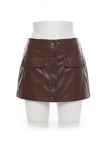 Minkpink Sigrid Faux Leather Mini Skirt in Dark Chocolate (view 1)