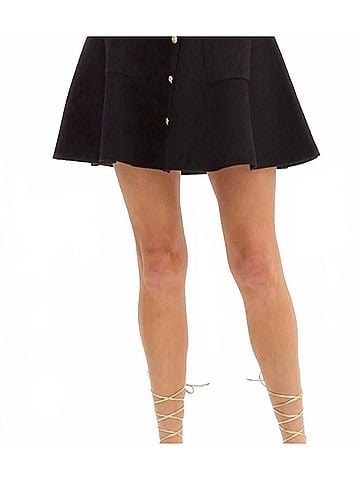 Entro Alexandria Medallion Buttons Knit Mini Skirt in Black (view 2)