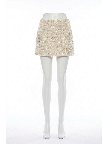 Alice + Olivia Rubi Embellished Tweed Mini Skirt in Natural (view 1)