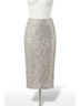Ann Mashburn Solid Silver Pull-On Midi Skirt in Silver Sequin Size L - photo 1
