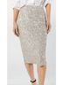 Ann Mashburn Solid Silver Pull-On Midi Skirt in Silver Sequin Size L - photo 3