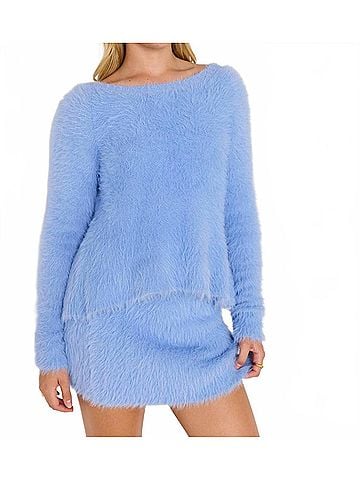 Minkpink Elidi Knit Mini Skirt in Light Blue (view 2)