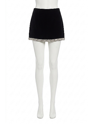 Alice + Olivia Rubi Embellished Trim Mini Skirt in Black (view 1)
