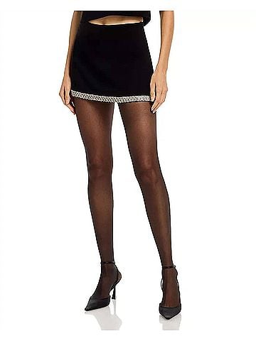 Alice + Olivia Rubi Embellished Trim Mini Skirt in Black (view 2)