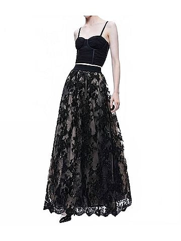Alice + Olivia Tina Gown Maxi Skirt in Black (view 2)
