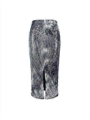 Le Superbe Shibori Shine Liza Skirt in 70's Indigo Sequins (view 2)