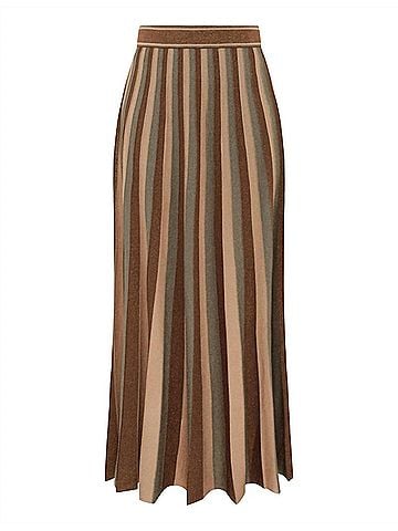 Zimmermann Hypnotic Midi Skirt in Metallic Green Stripe (view 1)
