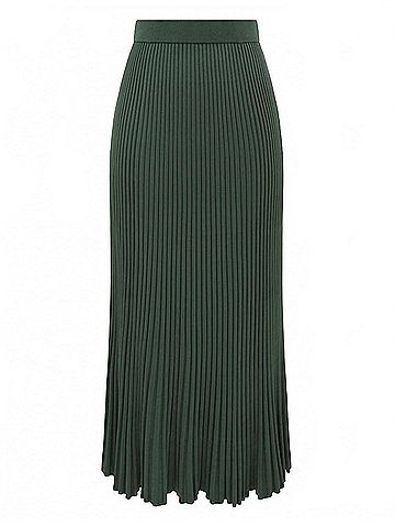 Zimmermann Pleated Rib Midi Skirt in Dark Green (view 1)