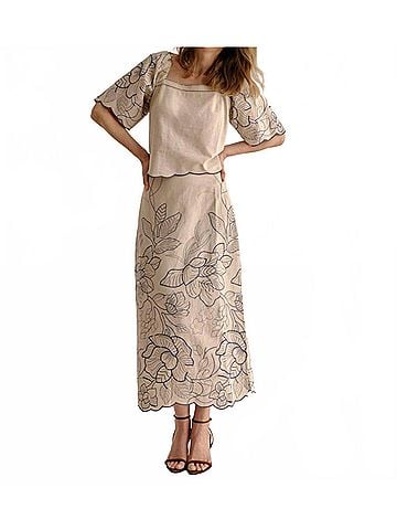 Cartolina Nantucket Cypress Skirt in Natural Linen (view 2)