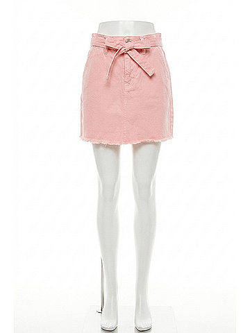KANCAN JEANS Mid Rise A-Line Mini Skirt in Pink (view 1)