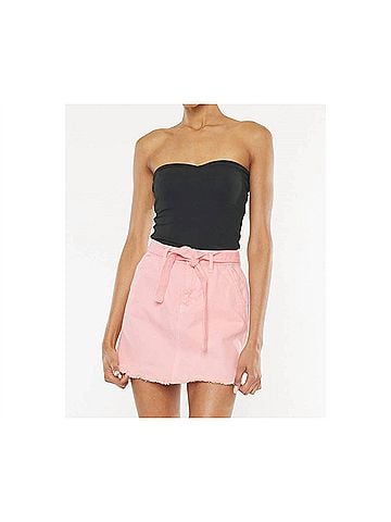KANCAN JEANS Mid Rise A-Line Mini Skirt in Pink (view 2)