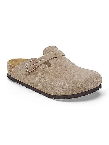 Birkenstock Kid's Boston Suede Leather Clogs in Taupe (view 2)
