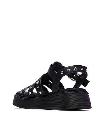 XTI Women's Flat Studded Strap Sandals in Black (view 2)