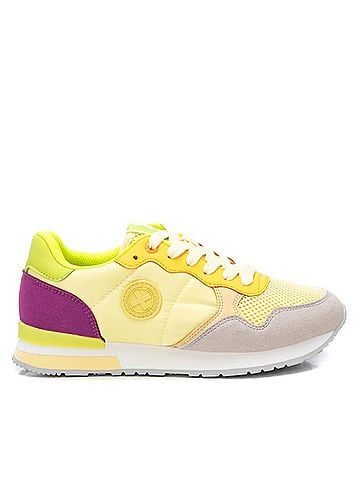 XTI Women's Lace Up Trainer Sneakers in Yellow (view 1)