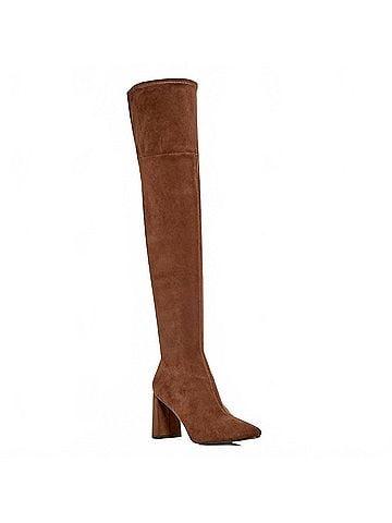 Jeffrey Campbell Women's Parisah 2 Boot Over The Knee Heeled Boot in Brown Suede (view 2)