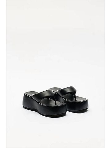 Jeffrey Campbell Women's Crybaby Platform Wedge Thong Sandals in Black (view 2)