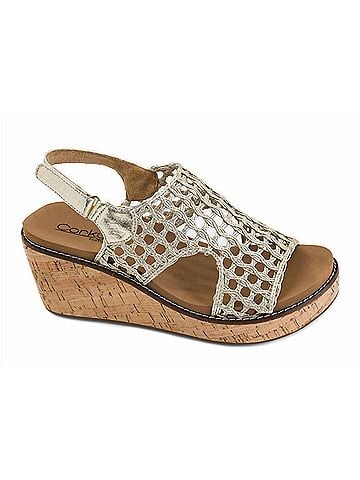 Corkys Women's Woven Carley Wedge Sandal in Gold (view 1)