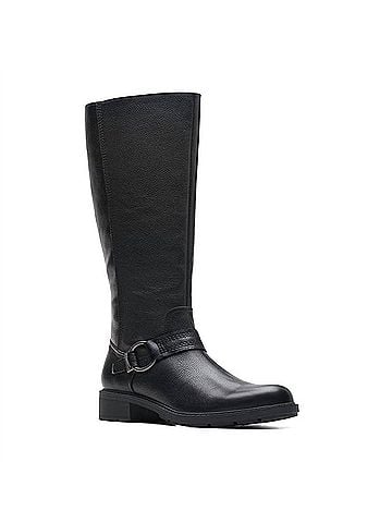 Clarks Women's Hearth Rae Boots in Black Leather (view 1)