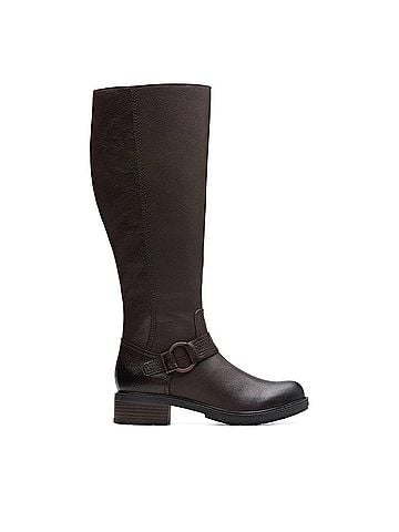 Clarks Women's Hearth Rae Boots in Dark Brown Leather (view 1)