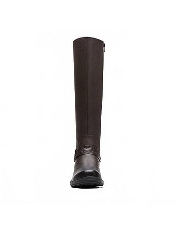 Clarks Women's Hearth Rae Boots in Dark Brown Leather (view 2)