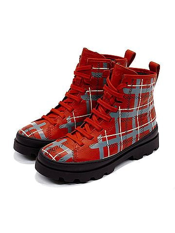 Camper Girl's Brutus Leather Boot in Red (view 2)