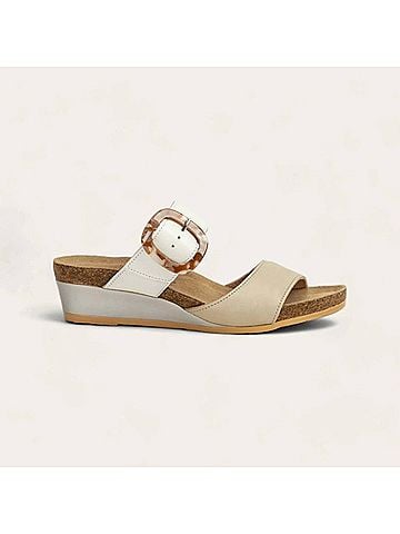 Naot Women's Kingdom Wedge Sandal in Soft Ivory Leather/Soft White (view 2)