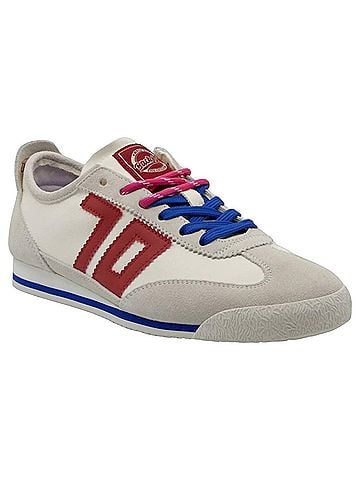 Back 70 Women's Leon Leather Sneakers in White/Red (view 1)