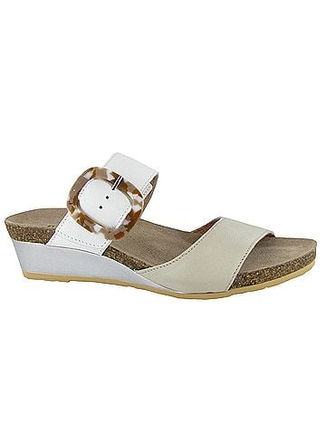 Naot Women's Kingdom Wedge Sandal in Soft Ivory Leather/Soft White (view 1)