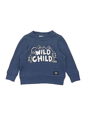 Feather 4 Arrow Kid's Wild Child Hacci Pullover Top in Crown Blue (view 1)