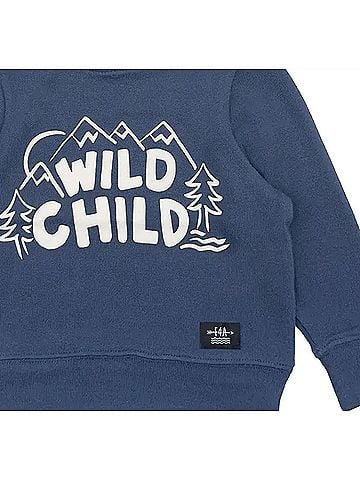 Feather 4 Arrow Kid's Wild Child Hacci Pullover Top in Crown Blue (view 2)