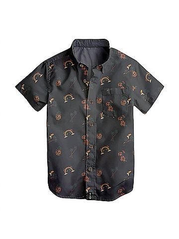 Tiny Whales Boy's Aloha Vibes Button Up Top 10 Mo in Black (view 1)