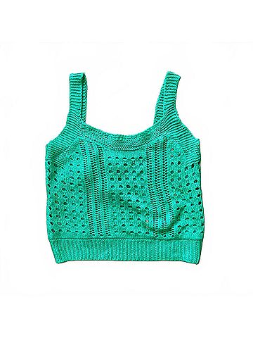 Vintage Havana Girl's Kid Knit Tank Top in Green (view 1)