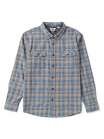 Vissla Central Coast Eco Long Sleeve Flannel Top in Blue Haze (view 1)