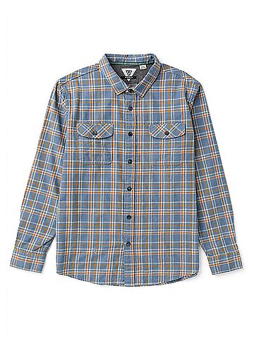Vissla Central Coast Eco Long Sleeve Flannel Top in Blue Haze (view 1)