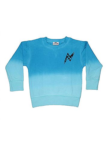 Baby Steps Kid's Dip Dye Crew Neck Sweatshirt in Turquoise (view 1)