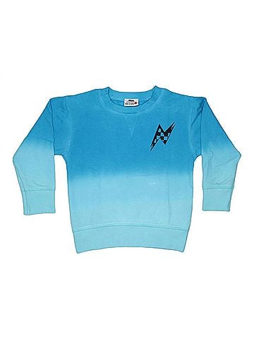 Baby Steps Kid's Dip Dye Crew Neck Sweatshirt in Turquoise (view 1)