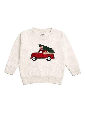 SWEET wink Baby Christmas Truck Patch Sweatshirt in Natural (view 1)