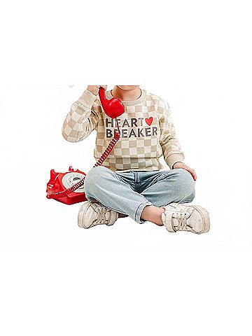SWEET wink Kid's Heartbreaker Checkered Sweatshirt in Natural (view 2)