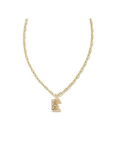 Kendra Scott Women's Crystal Letter E Short Pendant Necklace in Gold White (view 1)