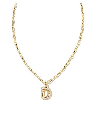 Kendra Scott Women's Crystal Letter D Short Pendant Necklace in Gold White Cz (view 1)