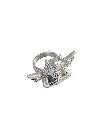 Boys Lie Stainless Steel Logo Ring in Silver (view 1)
