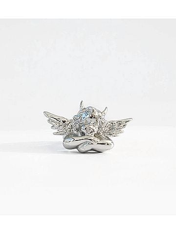Boys Lie Stainless Steel Logo Ring in Silver (view 2)