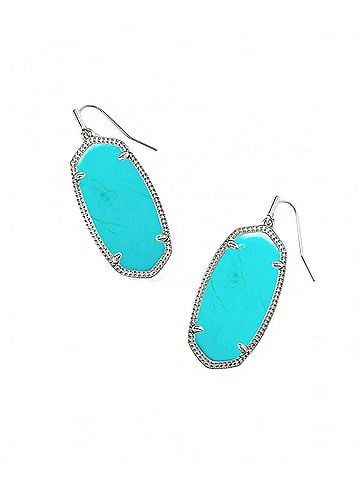 Kendra Scott Women's Elle Rhodium Earrings in Variegated Turquoise Magnesite (view 1)