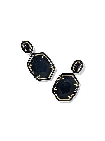 Kendra Scott Women's Daphne Enamel Frame Drop Earrings in Black Agate (view 1)