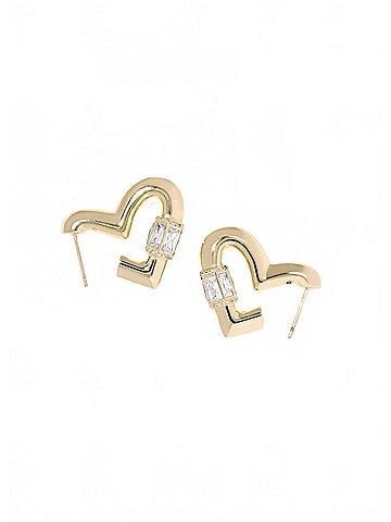 Kendra Scott Women's Emery Heart Hoop Earrings in Gold/White (view 2)
